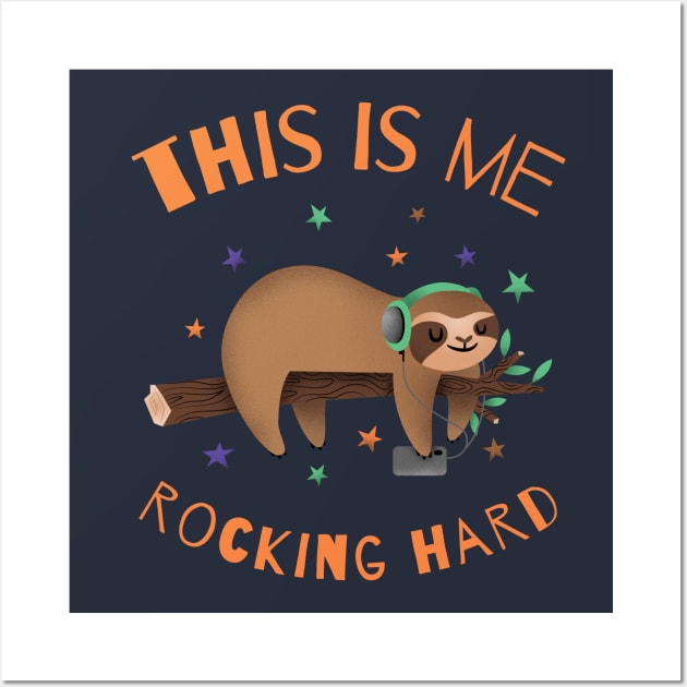 Funny Hard Rocking Sloth Wall Art by DeliriousSteve